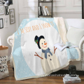 Christmas snowman pattern crystal plush blanket